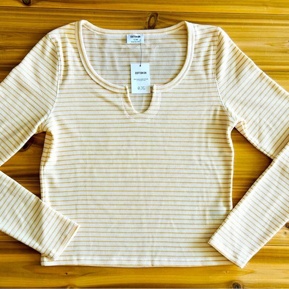 NEW Cotton On Willa Waffle Long Sleeve Top Women’s Henley Size Large NWT - Picture 6 of 16
